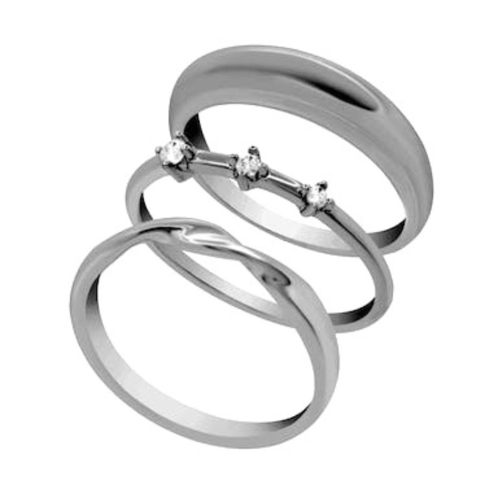 AND Now This High Polish Cubic Zirconia Trio Ring Set in Silver Plate, Size 7